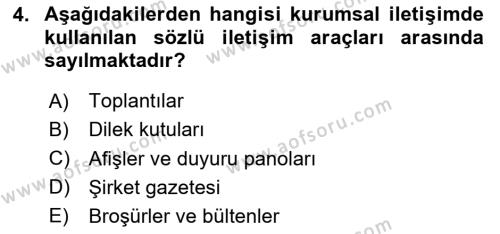 Sosyal Medya ve Kurumsal İletişim Dersi 2023 - 2024 Yılı (Vize) Ara Sınavı 4. Soru