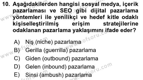 Sosyal Medya Uygulama Alanlari Dersi 2023 - 2024 Yılı (Vize) Ara Sınavı 10. Soru