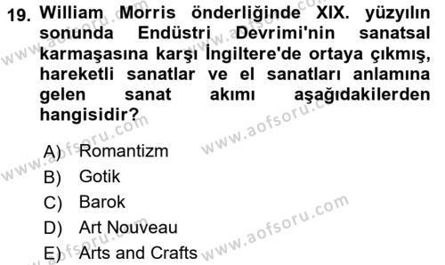 Sanat Tarihi Dersi 2020 - 2021 Yılı Yaz Okulu Sınavı 19. Soru