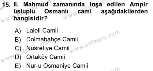 Sanat Tarihi Dersi 2021 - 2022 Yılı Yaz Okulu Sınavı 15. Soru