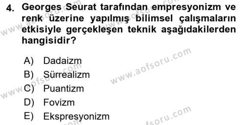 Sanat Tarihi Dersi 2021 - 2022 Yılı Yaz Okulu Sınavı 4. Soru