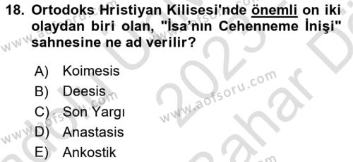 Sanat Tarihi Dersi 2023 - 2024 Yılı (Vize) Ara Sınavı 18. Soru