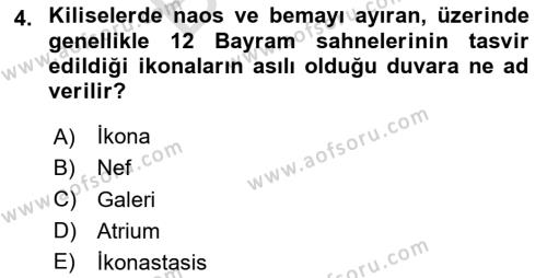 Sanat Tarihi Dersi 2023 - 2024 Yılı (Final) Dönem Sonu Sınavı 4. Soru