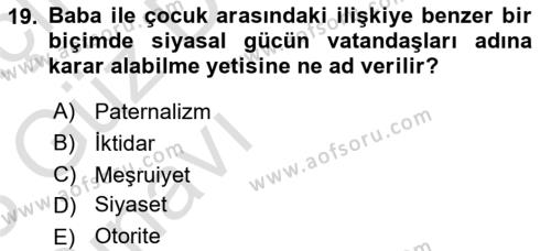 Sosyolojiye Giriş Dersi 2022 - 2023 Yılı (Vize) Ara Sınavı 19. Soru