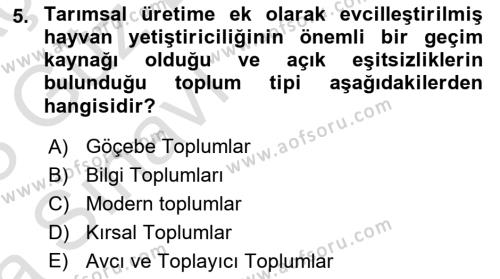 Sosyolojiye Giriş Dersi 2022 - 2023 Yılı (Vize) Ara Sınavı 5. Soru