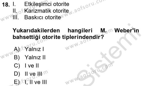 Sosyolojiye Giriş Dersi 2023 - 2024 Yılı (Vize) Ara Sınavı 18. Soru