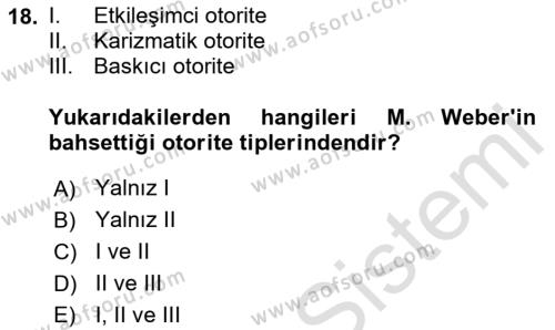 Sosyolojiye Giriş Dersi 2024 - 2025 Yılı (Vize) Ara Sınavı 18. Soru