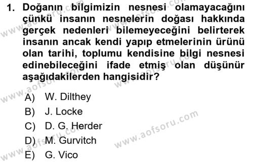 Sosyal Bilimlerde Temel Kavramlar Dersi 2021 - 2022 Yılı (Final) Dönem Sonu Sınavı 1. Soru