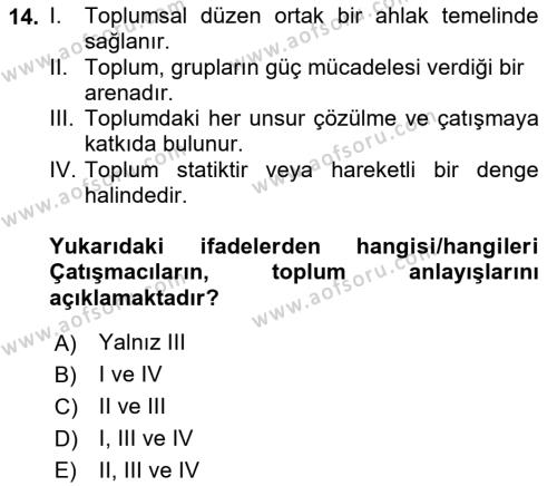 Sosyal Bilimlerde Temel Kavramlar Dersi 2021 - 2022 Yılı (Final) Dönem Sonu Sınavı 14. Soru