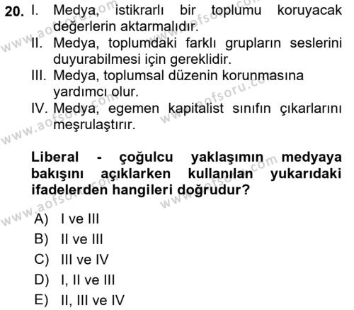 Sosyal Bilimlerde Temel Kavramlar Dersi 2021 - 2022 Yılı (Final) Dönem Sonu Sınavı 20. Soru