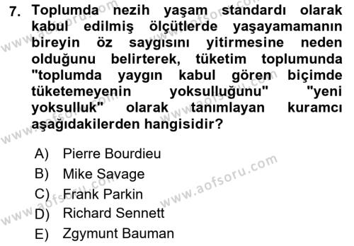 Sosyal Bilimlerde Temel Kavramlar Dersi 2021 - 2022 Yılı (Final) Dönem Sonu Sınavı 7. Soru