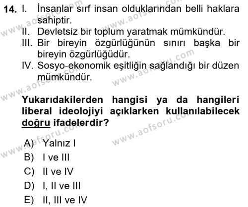 Sosyal Bilimlerde Temel Kavramlar Dersi 2021 - 2022 Yılı Yaz Okulu Sınavı 14. Soru