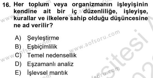 Sosyal Bilimlerde Temel Kavramlar Dersi 2021 - 2022 Yılı Yaz Okulu Sınavı 16. Soru