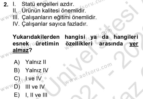 Sosyal Bilimlerde Temel Kavramlar Dersi 2021 - 2022 Yılı Yaz Okulu Sınavı 2. Soru