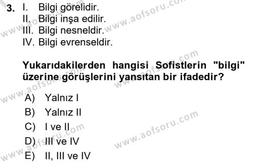 Sosyal Bilimlerde Temel Kavramlar Dersi 2021 - 2022 Yılı Yaz Okulu Sınavı 3. Soru