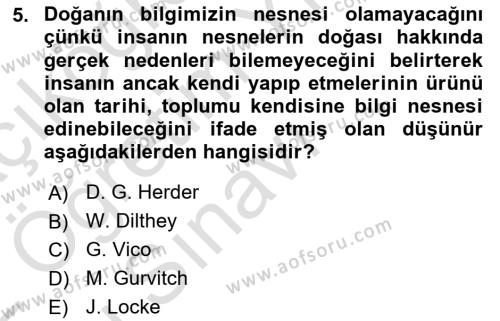 Sosyal Bilimlerde Temel Kavramlar Dersi 2021 - 2022 Yılı Yaz Okulu Sınavı 5. Soru