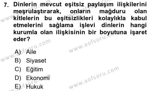 Sosyal Bilimlerde Temel Kavramlar Dersi 2021 - 2022 Yılı Yaz Okulu Sınavı 7. Soru