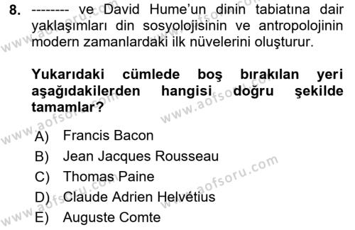 Sosyal Bilimlerde Temel Kavramlar Dersi 2021 - 2022 Yılı Yaz Okulu Sınavı 8. Soru