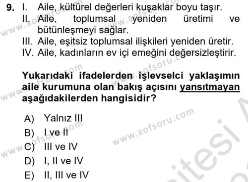 Sosyal Bilimlerde Temel Kavramlar Dersi 2021 - 2022 Yılı Yaz Okulu Sınavı 9. Soru