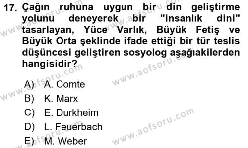 Sosyal Bilimlerde Temel Kavramlar Dersi 2022 - 2023 Yılı (Vize) Ara Sınavı 17. Soru