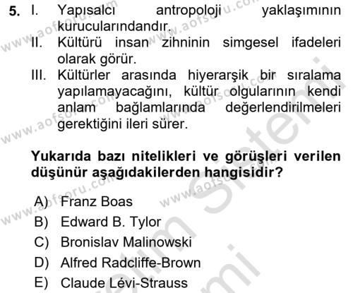 Sosyal Bilimlerde Temel Kavramlar Dersi 2022 - 2023 Yılı (Vize) Ara Sınavı 5. Soru