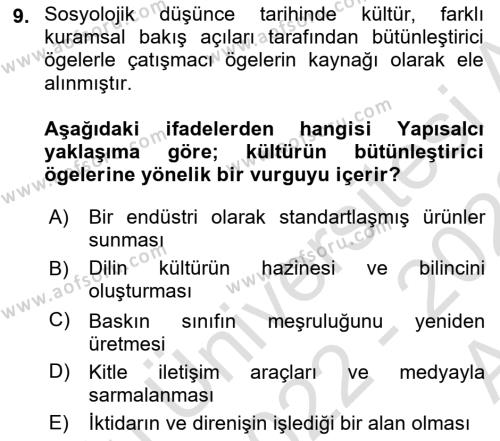 Sosyal Bilimlerde Temel Kavramlar Dersi 2022 - 2023 Yılı (Vize) Ara Sınavı 9. Soru