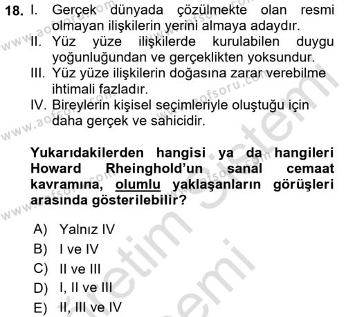 Sosyal Bilimlerde Temel Kavramlar Dersi 2022 - 2023 Yılı (Final) Dönem Sonu Sınavı 18. Soru