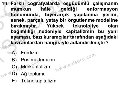 Sosyal Bilimlerde Temel Kavramlar Dersi 2022 - 2023 Yılı (Final) Dönem Sonu Sınavı 19. Soru