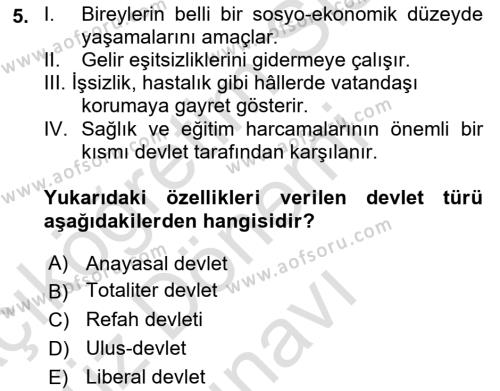 Sosyal Bilimlerde Temel Kavramlar Dersi 2022 - 2023 Yılı (Final) Dönem Sonu Sınavı 5. Soru