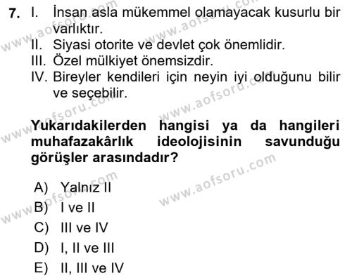 Sosyal Bilimlerde Temel Kavramlar Dersi 2022 - 2023 Yılı (Final) Dönem Sonu Sınavı 7. Soru