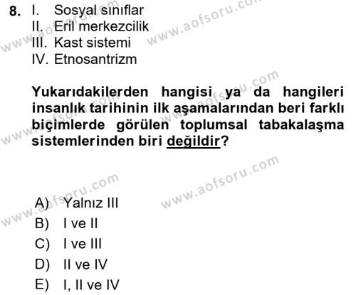 Sosyal Bilimlerde Temel Kavramlar Dersi 2022 - 2023 Yılı (Final) Dönem Sonu Sınavı 8. Soru