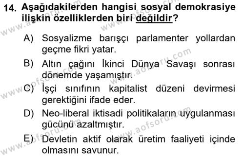 Sosyal Bilimlerde Temel Kavramlar Dersi 2022 - 2023 Yılı Yaz Okulu Sınavı 14. Soru