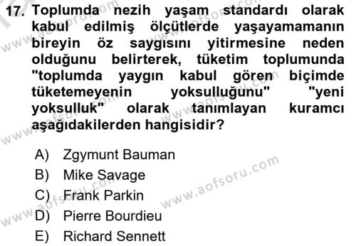 Sosyal Bilimlerde Temel Kavramlar Dersi 2022 - 2023 Yılı Yaz Okulu Sınavı 17. Soru