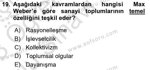 Sosyal Bilimlerde Temel Kavramlar Dersi 2022 - 2023 Yılı Yaz Okulu Sınavı 19. Soru