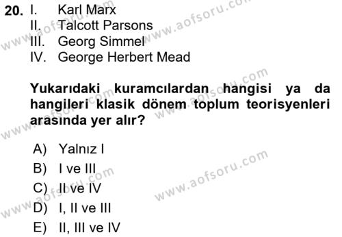 Sosyal Bilimlerde Temel Kavramlar Dersi 2022 - 2023 Yılı Yaz Okulu Sınavı 20. Soru