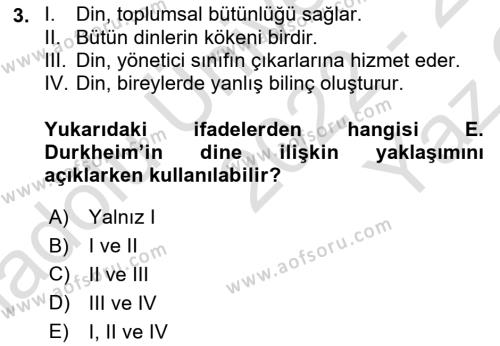 Sosyal Bilimlerde Temel Kavramlar Dersi 2022 - 2023 Yılı Yaz Okulu Sınavı 3. Soru