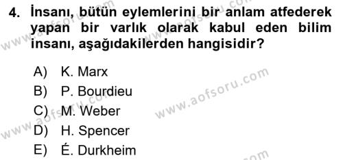 Sosyal Bilimlerde Temel Kavramlar Dersi 2022 - 2023 Yılı Yaz Okulu Sınavı 4. Soru