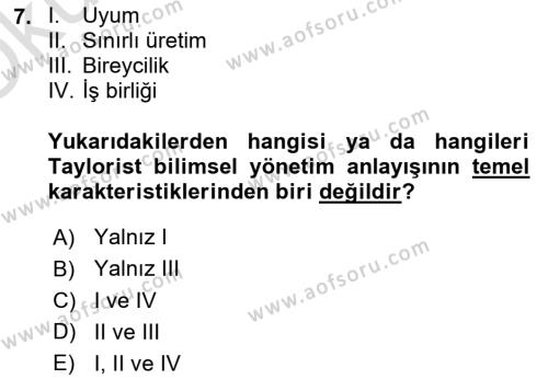 Sosyal Bilimlerde Temel Kavramlar Dersi 2022 - 2023 Yılı Yaz Okulu Sınavı 7. Soru