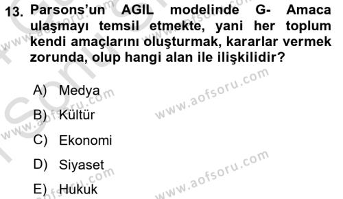 Sosyal Bilimlerde Temel Kavramlar Dersi 2023 - 2024 Yılı (Final) Dönem Sonu Sınavı 13. Soru