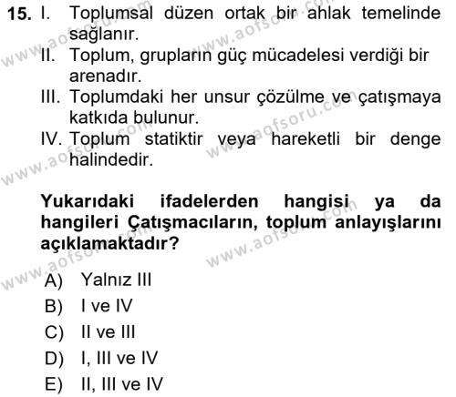 Sosyal Bilimlerde Temel Kavramlar Dersi 2023 - 2024 Yılı (Final) Dönem Sonu Sınavı 15. Soru