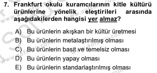 Sosyal Bilimlerde Temel Kavramlar Dersi 2023 - 2024 Yılı (Final) Dönem Sonu Sınavı 7. Soru