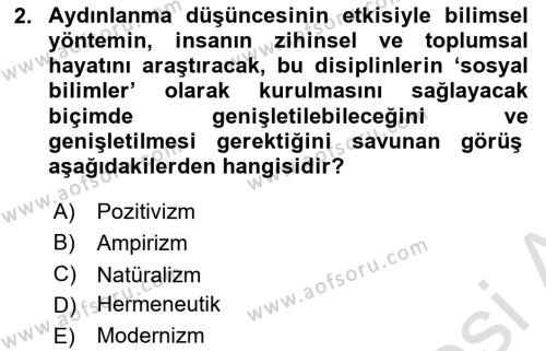 Sosyolojide Araştırma Yöntem ve Teknikleri Dersi 2022 - 2023 Yılı (Vize) Ara Sınavı 2. Soru