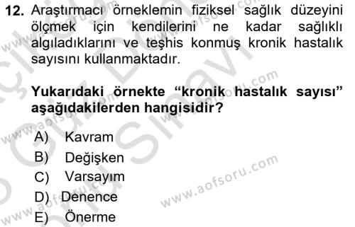 Sosyolojide Araştırma Yöntem ve Teknikleri Dersi 2022 - 2023 Yılı (Final) Dönem Sonu Sınavı 12. Soru