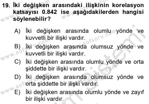 Sosyolojide Araştırma Yöntem ve Teknikleri Dersi 2022 - 2023 Yılı (Final) Dönem Sonu Sınavı 19. Soru