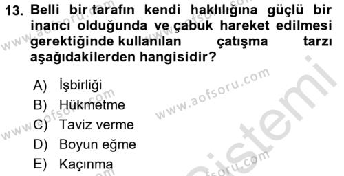 Örgütsel Davranış Dersi 2022 - 2023 Yılı Yaz Okulu Sınavı 13. Soru