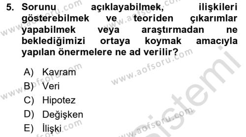 Davranış Bilimleri 1 Dersi 2020 - 2021 Yılı Yaz Okulu Sınavı 5. Soru