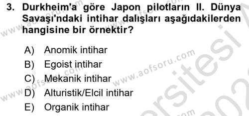 Davranış Bilimleri 1 Dersi 2021 - 2022 Yılı Yaz Okulu Sınavı 3. Soru