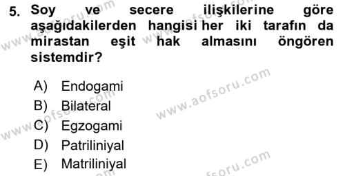 Davranış Bilimleri 1 Dersi 2021 - 2022 Yılı Yaz Okulu Sınavı 5. Soru