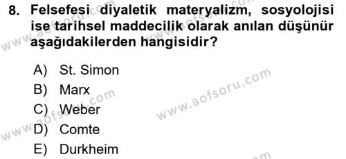 Davranış Bilimleri 1 Dersi 2022 - 2023 Yılı (Vize) Ara Sınavı 8. Soru