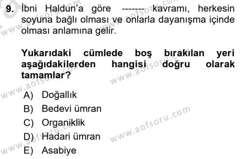 Davranış Bilimleri 1 Dersi 2023 - 2024 Yılı (Vize) Ara Sınavı 9. Soru